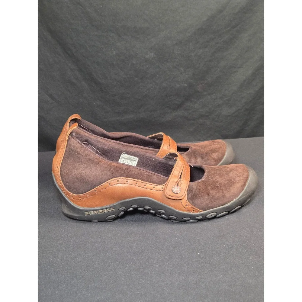 Merrell Plaza‎ Bandeau Espresso Brown Suede Leather Mary Jane Flats Womens 8.5